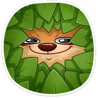 ☺️ animal, cartoon, creature, forest, foliage, leaves, hiding telegram sticker