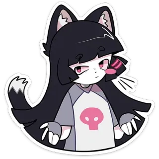 🤷‍♀ sticker, cartone animato, anime, ragazza gatto, carino, kawaii, teschio whatsapp sticker