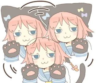 😏 chat, animé, dessin animé, mignon, fille, kawaii telegram sticker