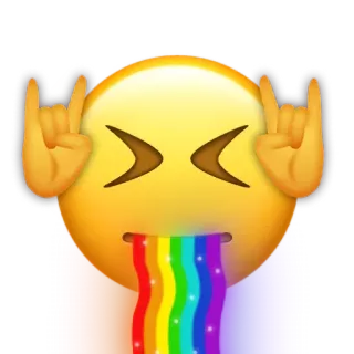 🙂 Emoji, Vómito, Arco-íris, Mão metal, Doente, A Vomitar telegram sticker
