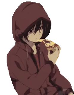 🍕 Anime, Felpa con cappuccio, Pizza, Mangiare, Personaggio telegram sticker