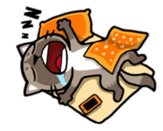 😴 ZZZ Katze, schlafend, Cartoon, Kissen, Decke, Nickerchen telegram sticker