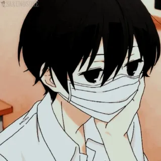 📍 Anime, Triste, Máscara, Menino, Mangá whatsapp sticker