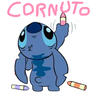 🦌 Stitch CORNUTO stitch, disney, lilo and stitch, crayon telegram sticker
