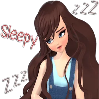 💤 Sleepy sonolento/a, cansado/a, desenho animado, menina, zzz, cabelo comprido telegram sticker