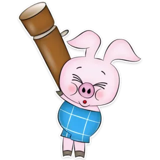 😑 maiale, cartone animato, animale, carino, rosa, adesivo whatsapp sticker