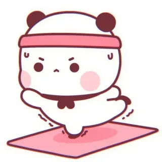 🍒 Panda, Kreskówka, Uroczy, Ćwiczenia, Joga, Różowy, Opaska telegram sticker