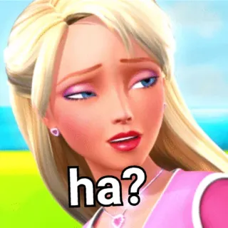 🤮 Barbie ha? Barbie, pertanyaan, kartun, animasi, meme whatsapp sticker
