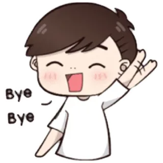 😁 Bye Bye dessin animé, garçon, au revoir, salut, mignon, illustration telegram sticker