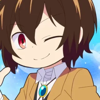 ☕️ Dazai Osamu Bungou Stray Dogs Аниме, Чиби, Милый, Подмигивание, Дазай telegram sticker