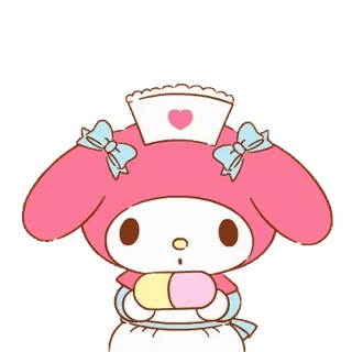 💬 My Melody My Melody, infirmière, kawaii, Sanrio, mignon, dessin animé telegram sticker