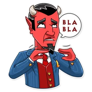 ☹ BLA BLA diabo, desenho animado, falando, entediado, vermelho, chifres telegram sticker