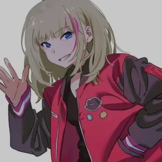 🎵 аниме, девушка, красная куртка, VTuber telegram sticker