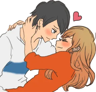 😍 desenho animado, amor, casal, romance, carinho, abraço telegram sticker