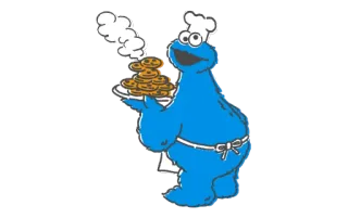 😶 Cookie Monster Sesame Street คุกกี้มอนสเตอร์, เซซามีสตรีท, คุกกี้, อาหาร, การ์ตูน, เชฟ telegram sticker