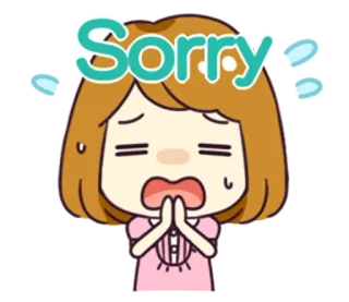 😥 Sorry apology, embarrassed, cartoon, emotion, sorry whatsapp sticker
