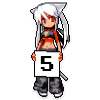 👍 5 Anime, Chica, Pixel, Neko, Número telegram sticker