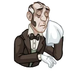 😭 man, sad, crying, formal, butler, vintage telegram sticker