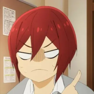 😠 anime, pelo rojo, expresión, asco, frustración telegram sticker