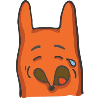 😅 vos, dier, cartoon, oranje, verdrietig, huilen, tranen, emoji telegram sticker