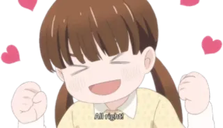 ❤️ All right! anime, heart, celebration, excitement, cartoon, happy, girl telegram sticker