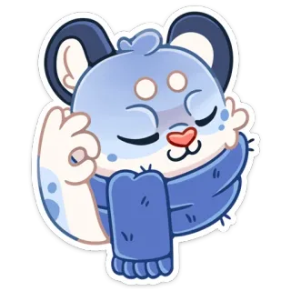 👌 หมี, การ์ตูน, สัตว์, น่ารัก, ผ้าพันคอ, ฤดูหนาว, ท่าโอเค whatsapp sticker