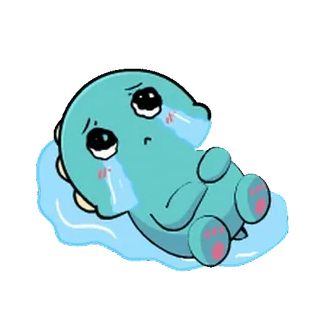 🦕 울음, 만화, 공룡, 슬픈, 파란색 whatsapp sticker