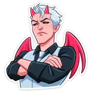 😡 diable, cornes, ailes, démon, dessin animé, illustration whatsapp sticker