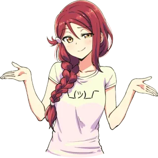 😏 (ツ)_/¯ Anime, Fille, Haussement d'épaules, Geste, Mignon, Personnage whatsapp sticker