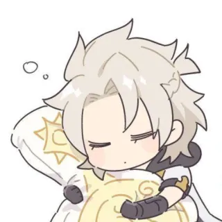 😴 Albedo Genshin Impact anime, sonolento, travesseiro, fanart, Genshin Impact, Albedo whatsapp sticker
