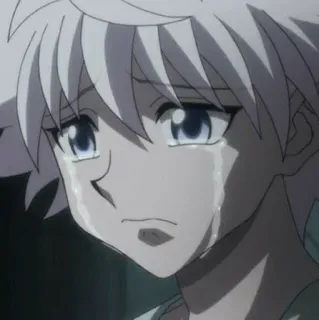 🌑 Killua Zoldyck Hunter x Hunter 애니메이션, 울음, 슬픈, 소년 telegram sticker