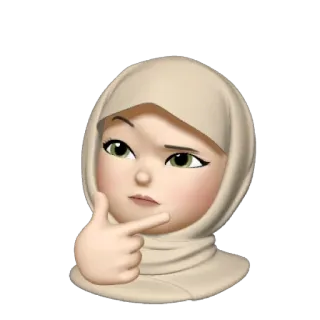 💿 Emoji, Kobieta, Hidżab, Zamyślony, Muzułmanin, Wątpiący telegram sticker