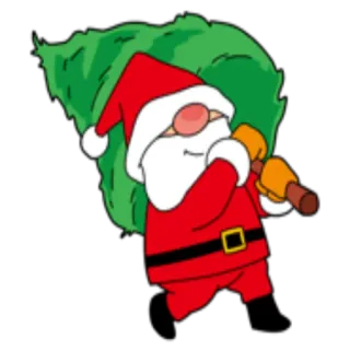 🌲 Santa Claus サンタ, クリスマス, ホリデー, ツリー, 漫画, 冬, お祝い telegram sticker