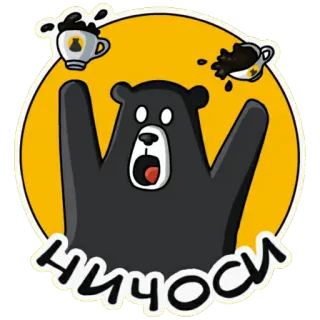 😲 НИЧОСИ медведь, кофе, стикер, мультфильм, русский, животное telegram sticker