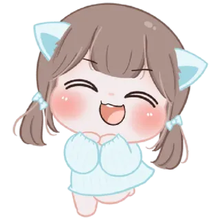😁 Anime meisje, Schattig, Cartoon, Vrolijk, Kawaii, Lachend telegram sticker