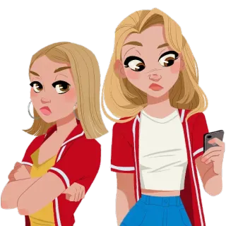 🤳 Мультфильм, Девочки, Светлые волосы, Дружба, Персонажи telegram sticker