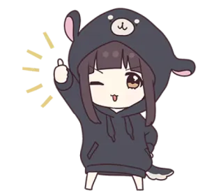 🌩 Anime, Chibi, Cartoon, Süß, Zwinkern, Bärenpulli telegram sticker