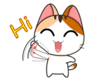 👋 Hi 고양이, 동물, 만화, 인사, 귀여운, 안녕 telegram sticker