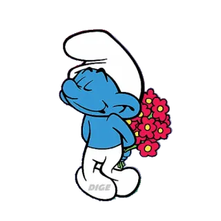 🌹 Smurf cartoni animati, puffi, fiori, blu, animazione telegram sticker