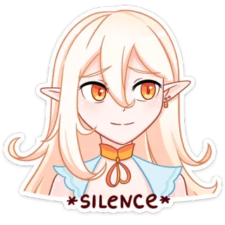 😕 silence Anime, Manga, Elf, Charakter, Stille, Cartoon, Süß whatsapp sticker