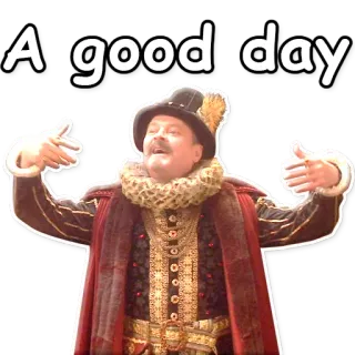 ☀ A good day buona giornata, felice, attore, storico, costume d'epoca, pollice in su, celebrazione telegram sticker