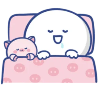 😴 спящий, сонный, милый, свинья, кровать, каваий, мультфильм telegram sticker