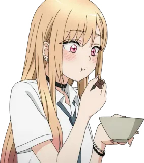 😋 Anime, Garota, Comendo, Fofo, Sticker telegram sticker