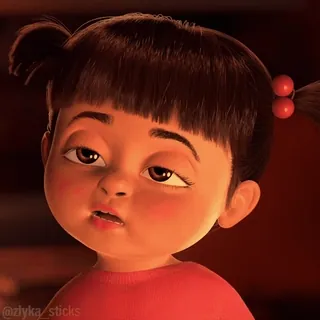 🥴 Boo Monsters, Inc. dessin animé, endormi, fatigué, drôle, enfant, mignon, expression, humeur whatsapp sticker
