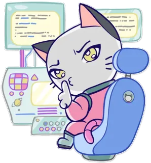 💻 gato, astronauta, espacio, ordenador, dibujos animados, animal, mono whatsapp sticker