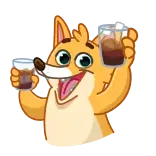 🍻 สุนัขจิ้งจอก, สัตว์, ดื่ม, มีความสุข, สนุก whatsapp sticker