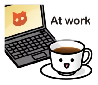 💻 At work laptop, coffee, work, desk, computer telegram sticker