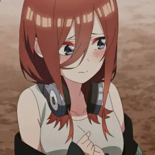 🔪 Miku Nakano The Quintessential Quintuplets Аниме, Манга, Персонаж, Наушники, Милый, Румянец telegram sticker