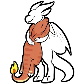 👐 dragão, abraçando, amigável, fofo, desenho animado, fantasia, animal telegram sticker
