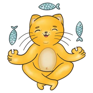 😑 cat, yoga, meditation, fish, animal, cute, orange, peaceful whatsapp sticker